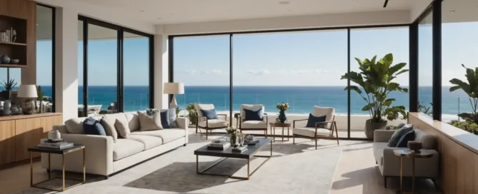 luxury harbour view apartments sydney interior with floor to ceiling windows overlooking harbour
