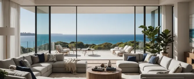 Luxury waterfront mansion infinity pool sydney overlooking harbour at sunset