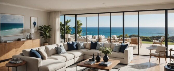 bondi luxury short stay residence interior with coastal design