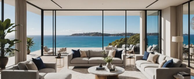 corporate housing sydney short term luxury harbourside apartment interior with executive workspace