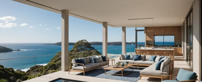 luxury penthouse harbour view sydney short stay interior with floor-to-ceiling harbour windows