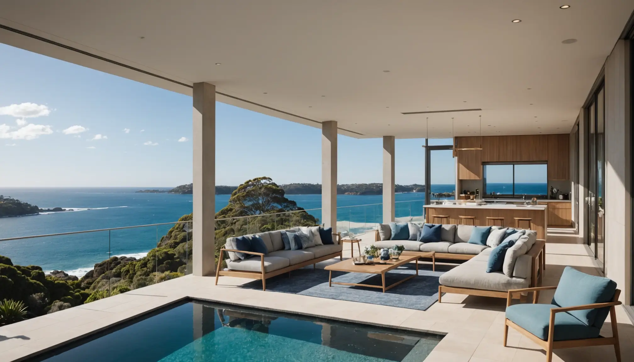 luxury penthouse harbour view sydney short stay interior with floor-to-ceiling harbour windows