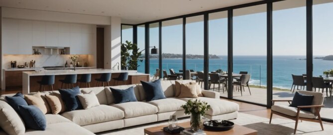 sydney harbour luxury apartment rental short term interior with harbour views and luxury furnishings