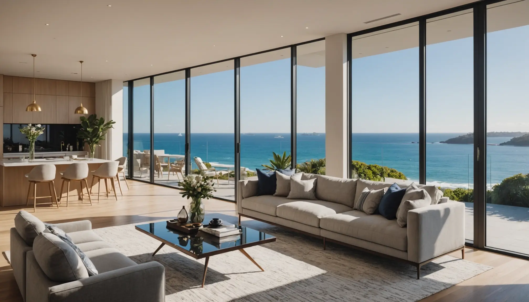 luxury sydney harbour beachfront villa with glass walls and harbour views
