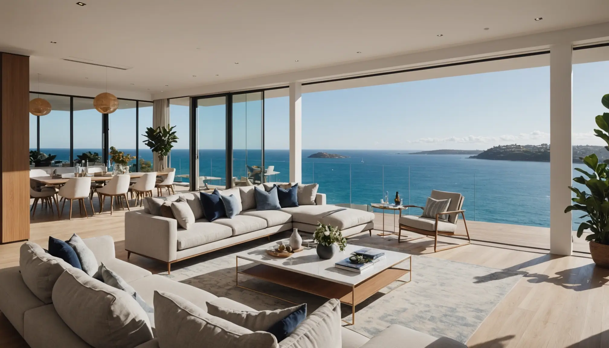 sydney harbour luxury apartment with ocean view interior with bridge sightlines