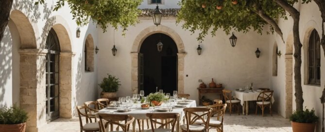 Masseria ostuni luxury weekend escape puglia courtyard with whitewashed stone walls and olive grove views