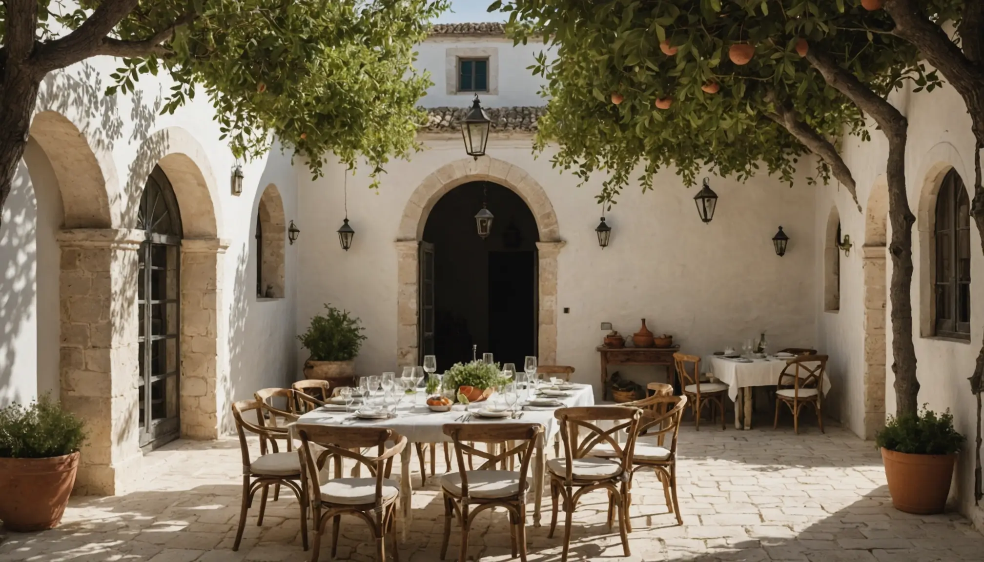 Masseria ostuni luxury weekend escape puglia courtyard with whitewashed stone walls and olive grove views