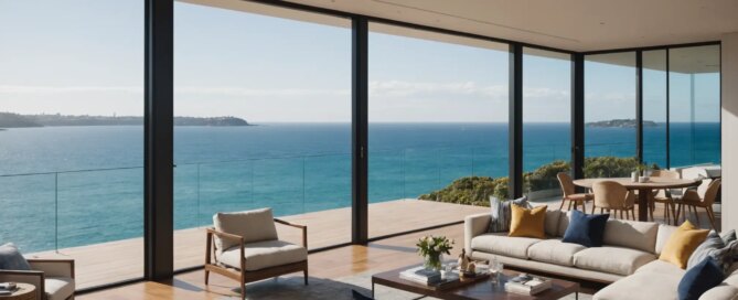 ultra luxury accommodation sydney harbour residence interior with floor to ceiling harbour views
